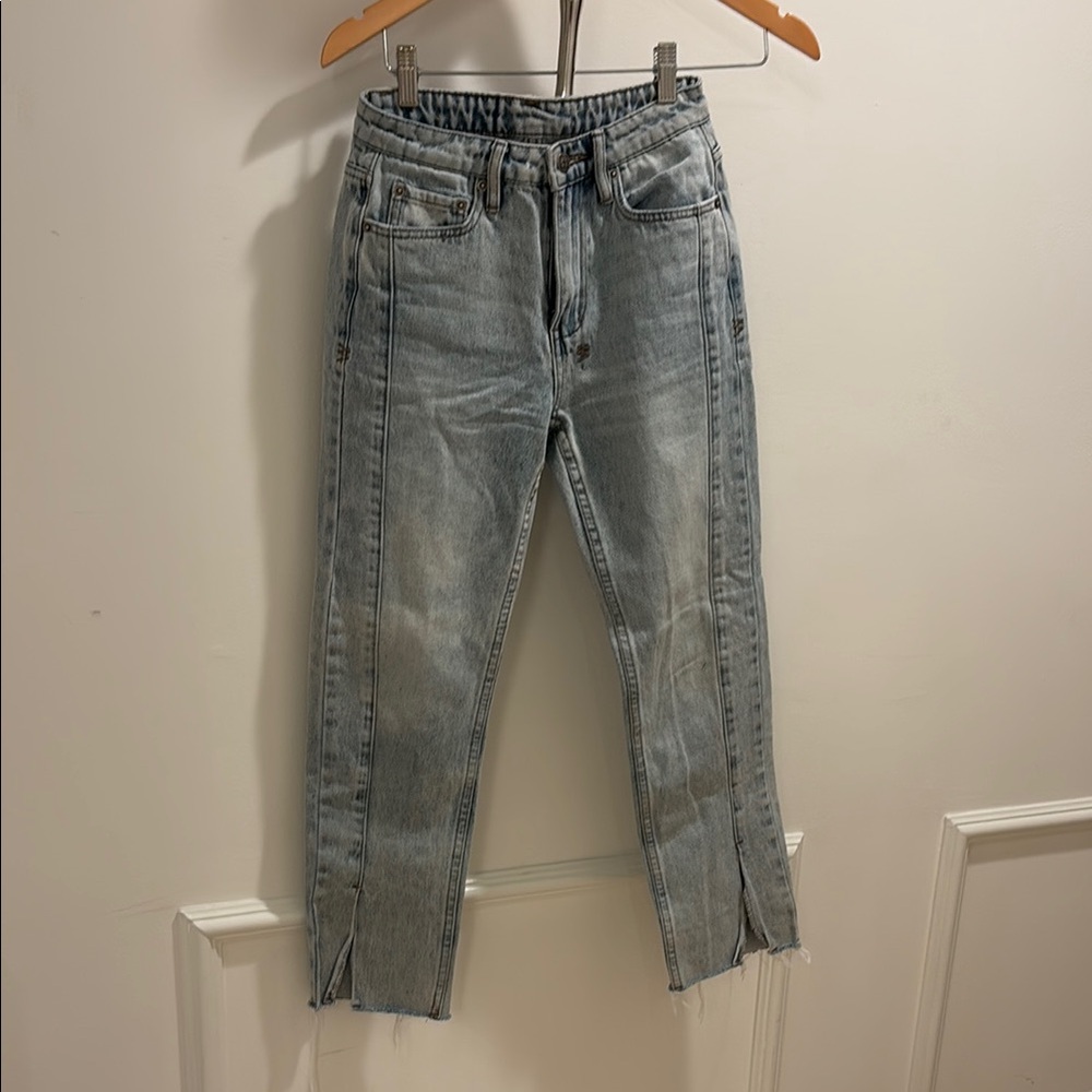 Ksubi Blue Ankle Cropped Jeans with Distressed Look